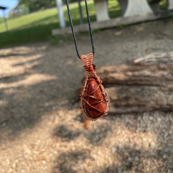 Red Tiger’s Eye Wire Wrapped Necklace - Picture 2 of 5